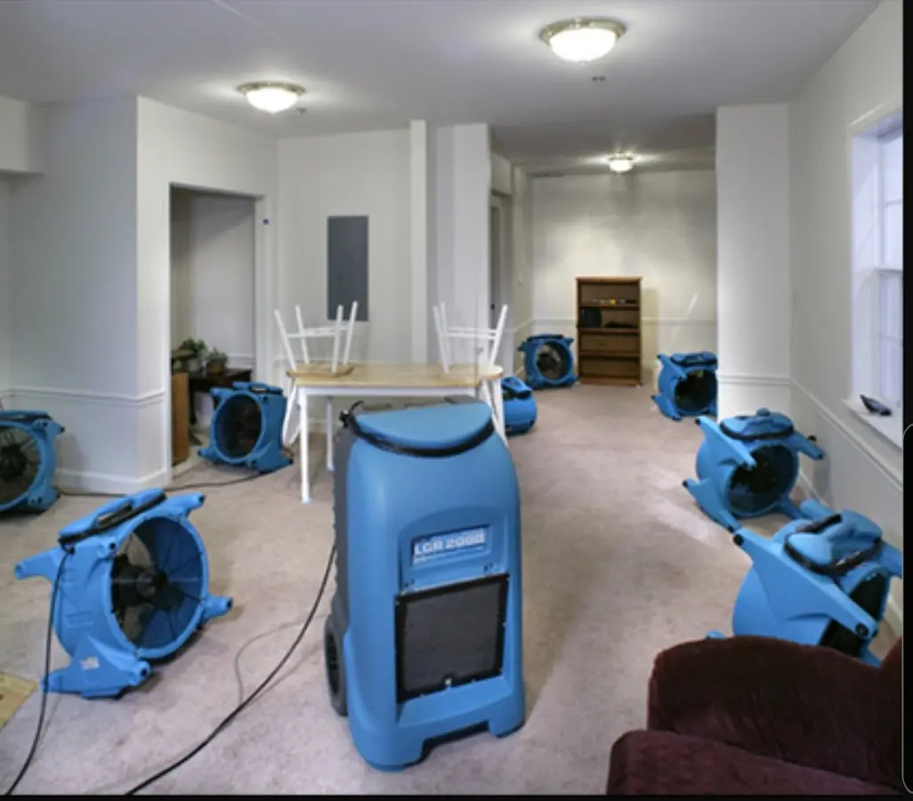 Air movers and dehumidifier setup for Water Extraction & Removal in Sturgis